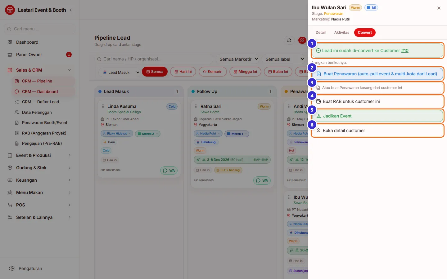 Pilihan langkah berikutnya sesudah convert
