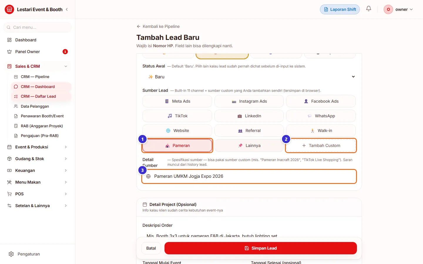 Pilihan sumber lead