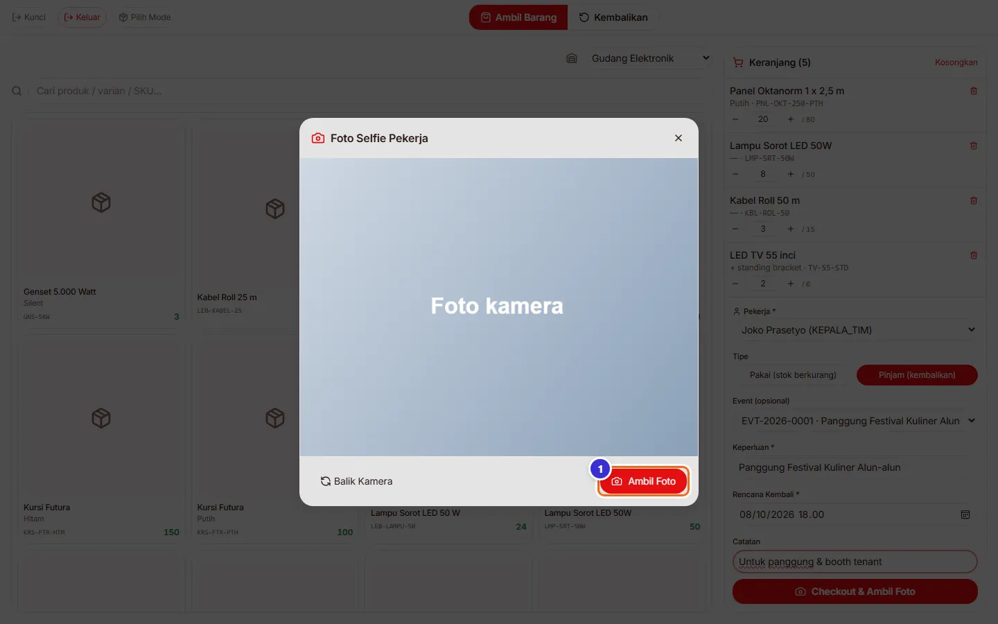 Jendela kamera Foto Selfie Pekerja