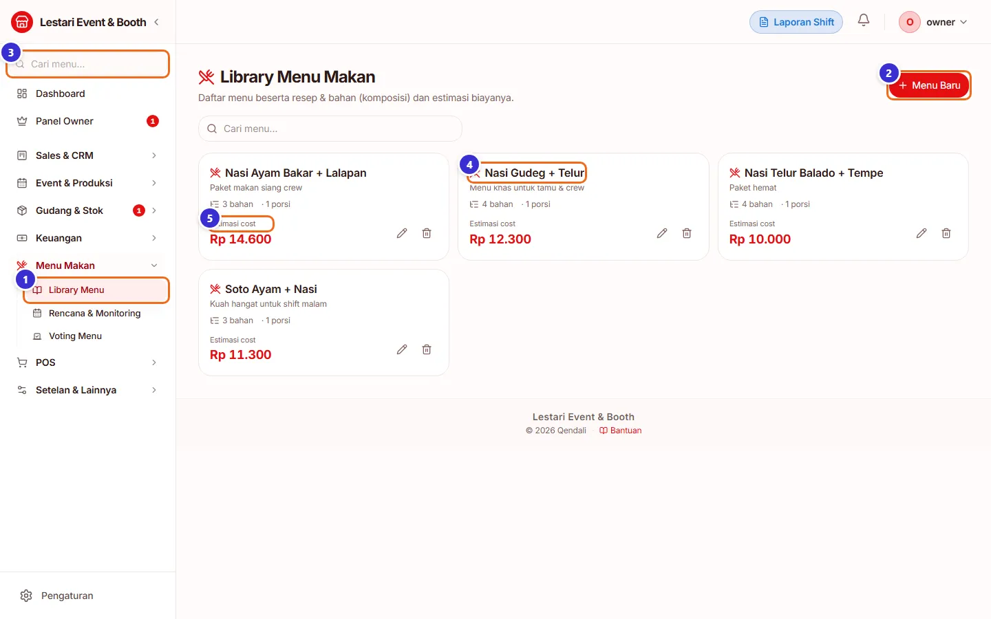 Library Menu Makan berisi empat menu