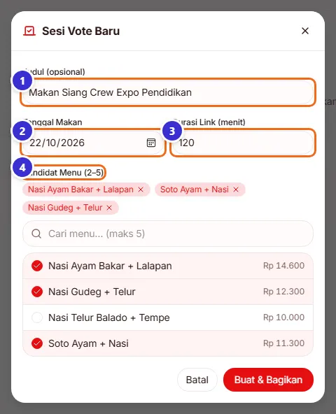 Form sesi voting baru