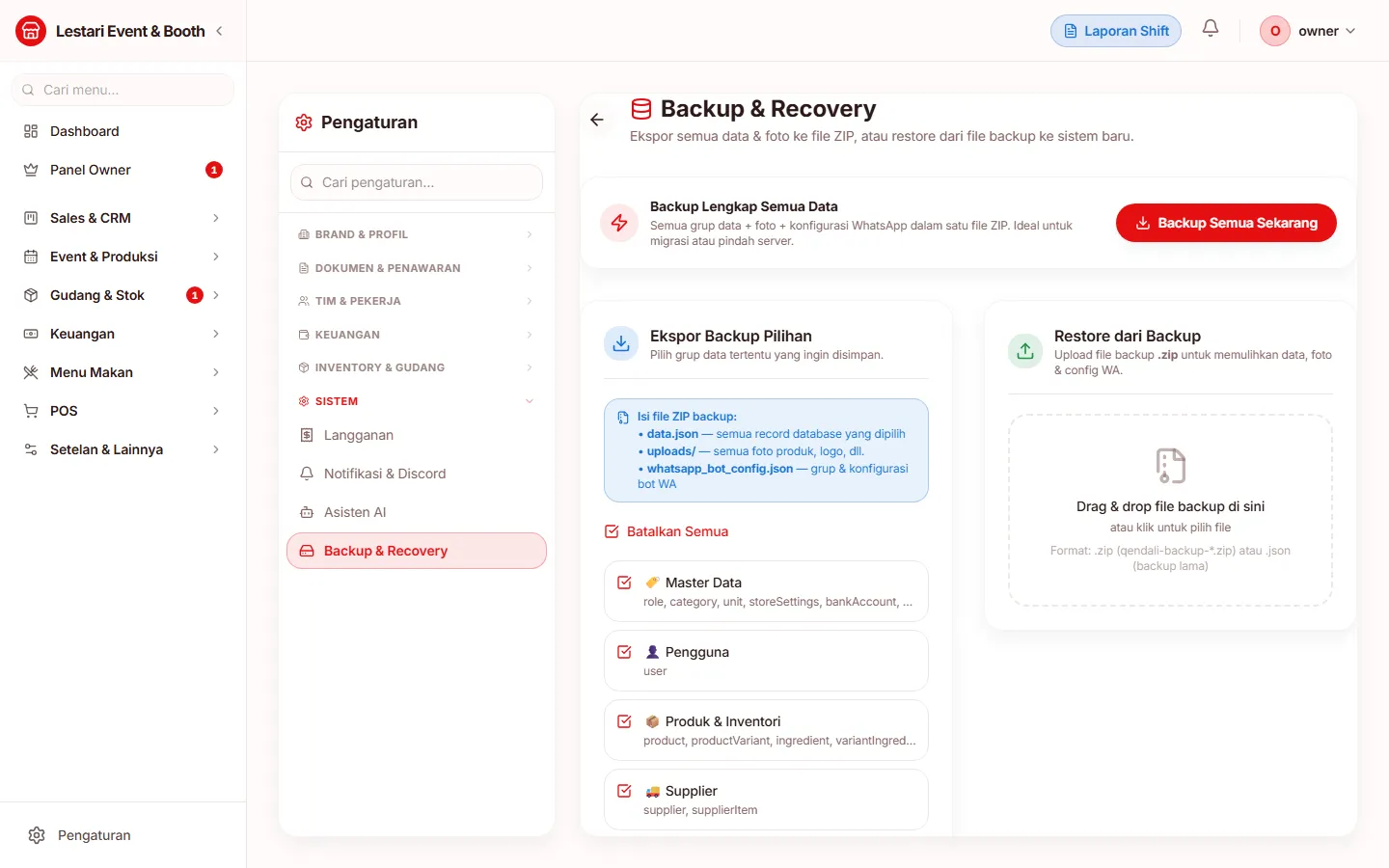 Halaman Backup & Recovery