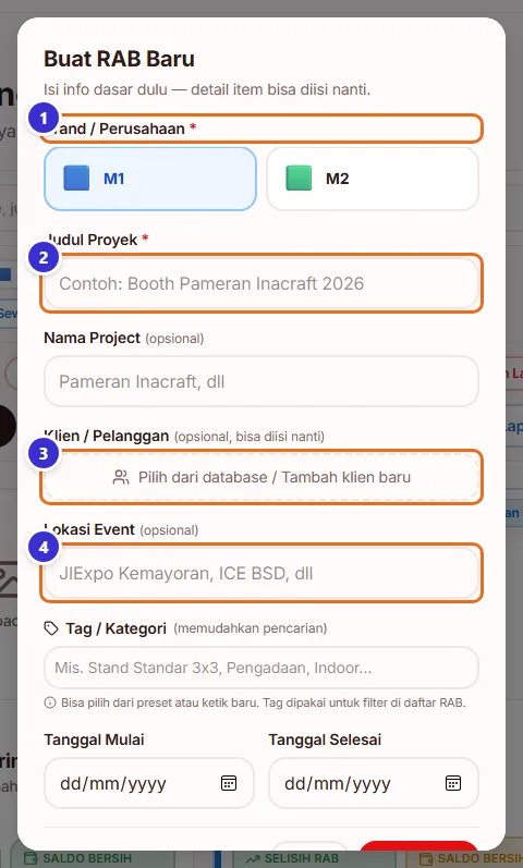 Dialog Buat RAB Baru