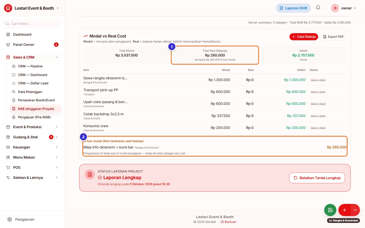 Bagian Di luar modal berisi belanja Meja info oktanorm Rp 280.000