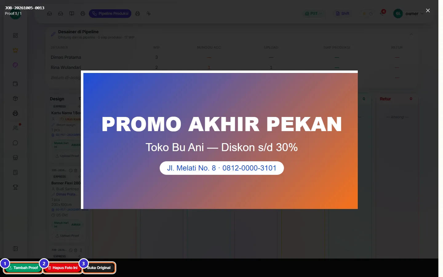 Penampil proof layar penuh