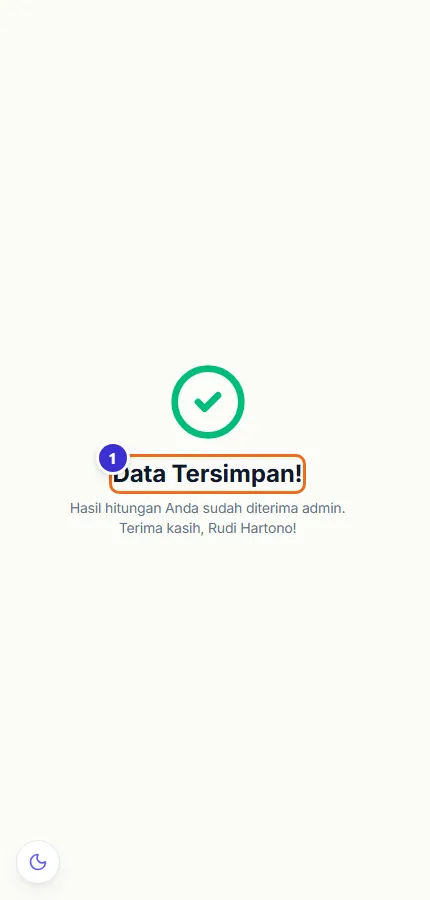 Layar Data Tersimpan di HP karyawan