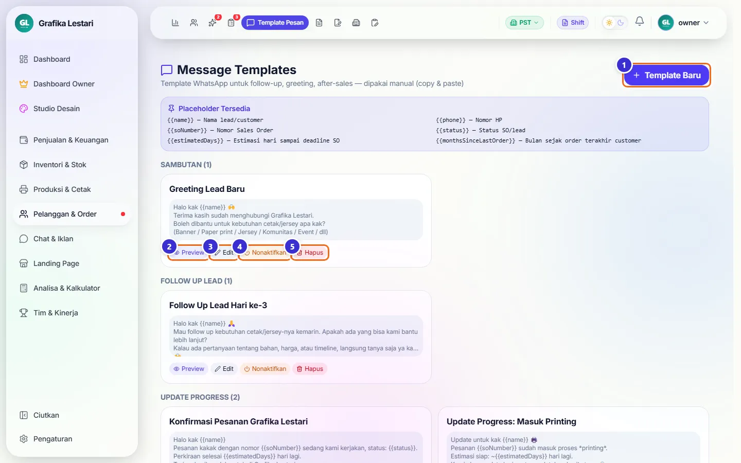 Daftar template contoh per kategori