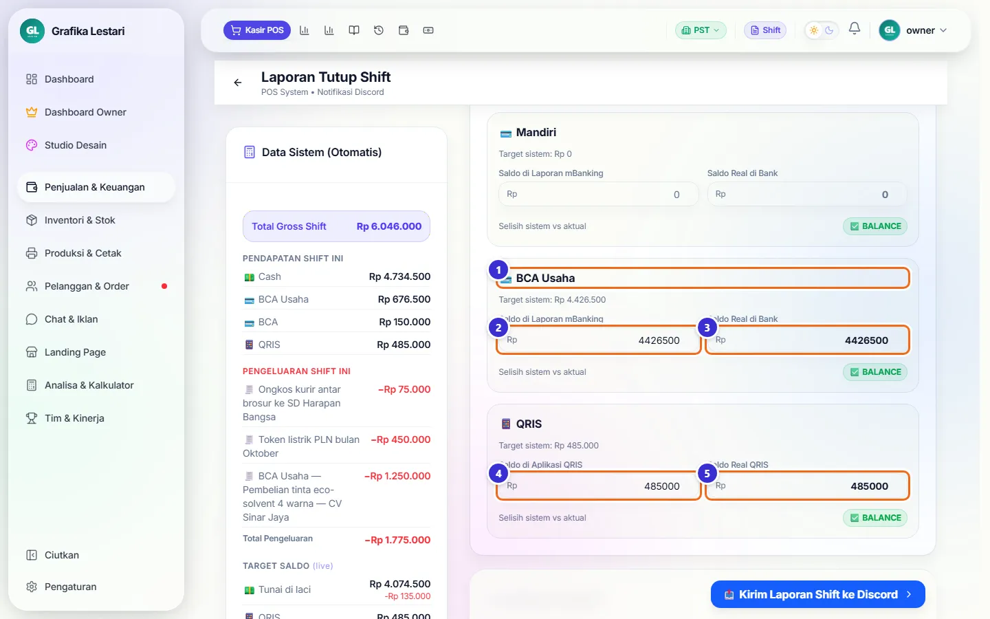 Saldo BCA Usaha dan QRIS terisi dan balance